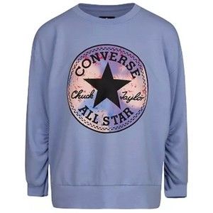 Converse Chuck Taylor Patch Ruched Graphic Sweatshirt Girls Small Blue Graphic